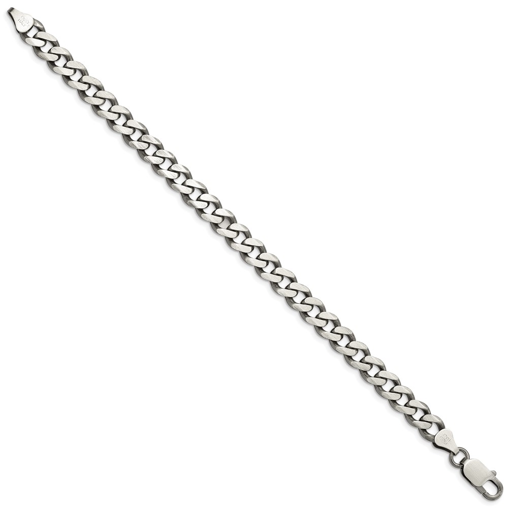 Sterling Silver Antiqued 7.5mm Curb Chain (QCB200A-8)