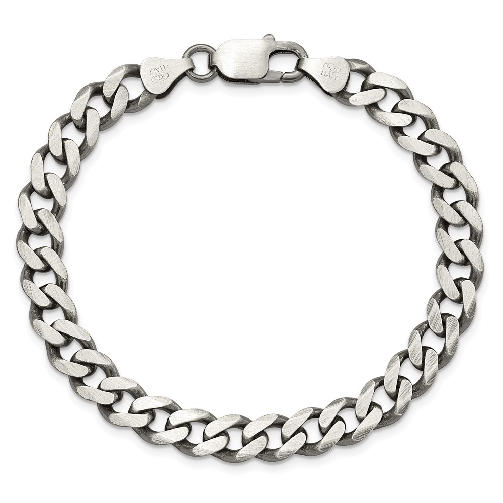 Sterling Silver Antiqued 7.5mm Curb Chain (QCB200A-8)