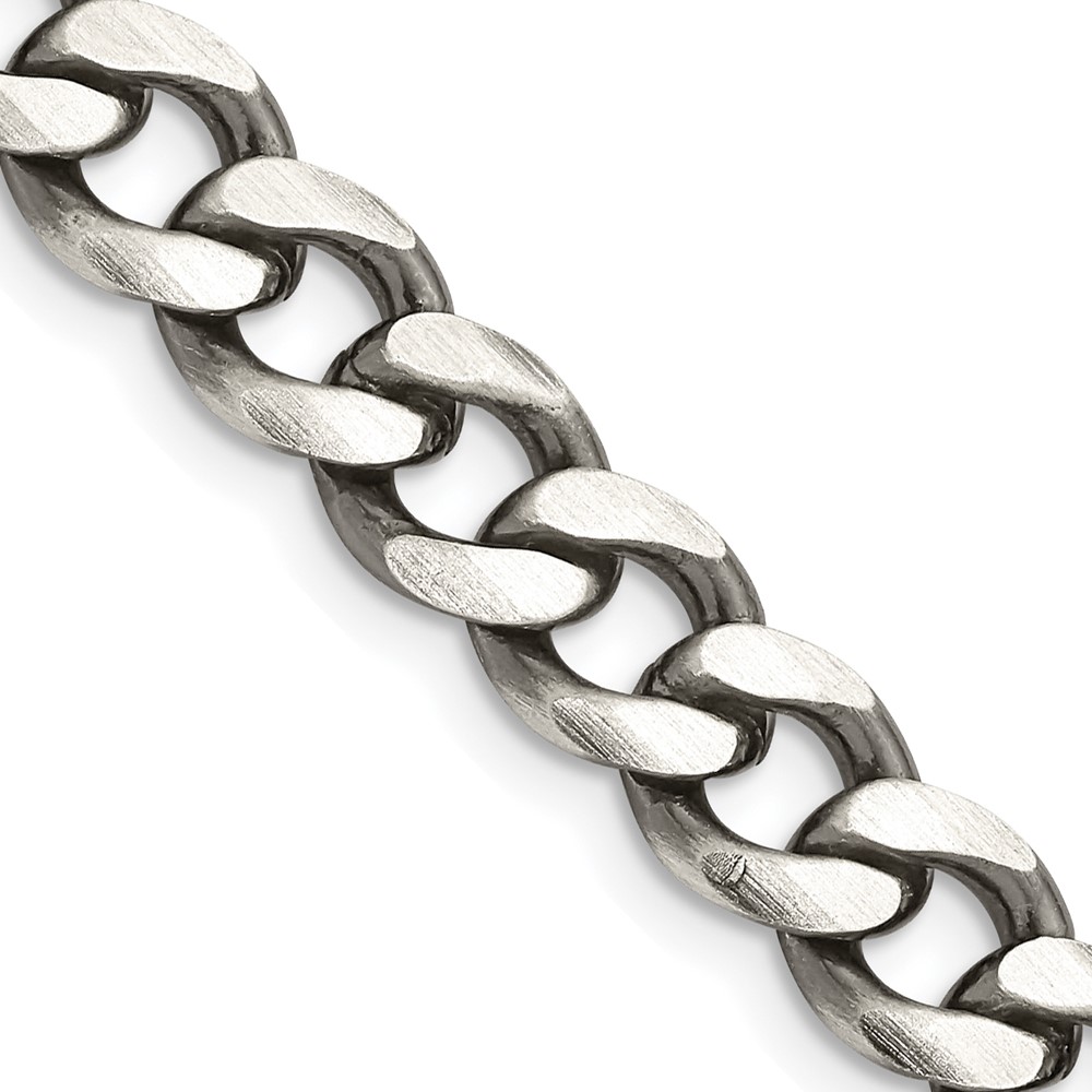 Sterling Silver Antiqued 7.5mm Curb Chain (QCB200A-20)