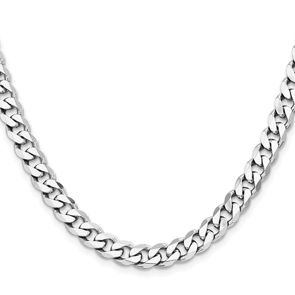 Sterling Silver Rhodium-plated 7.5mm Curb Chain (QCB200R-22)