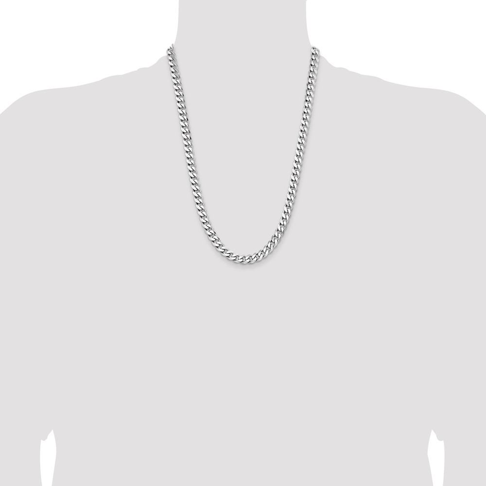 Sterling Silver Rhodium-plated 7.5mm Curb Chain (QCB200R-24)