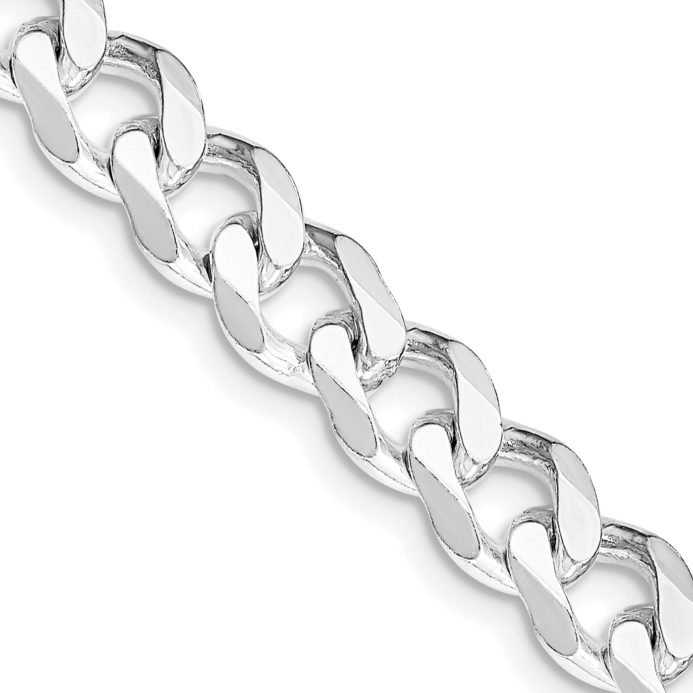 Sterling Silver Rhodium-plated 7.5mm Curb Chain (QCB200R-20)