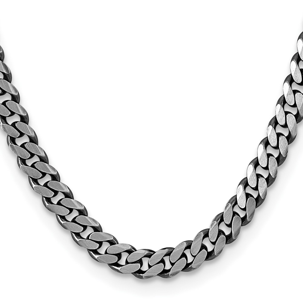 Sterling Silver Antiqued 8.3mm Curb Chain (QCB220A-22)