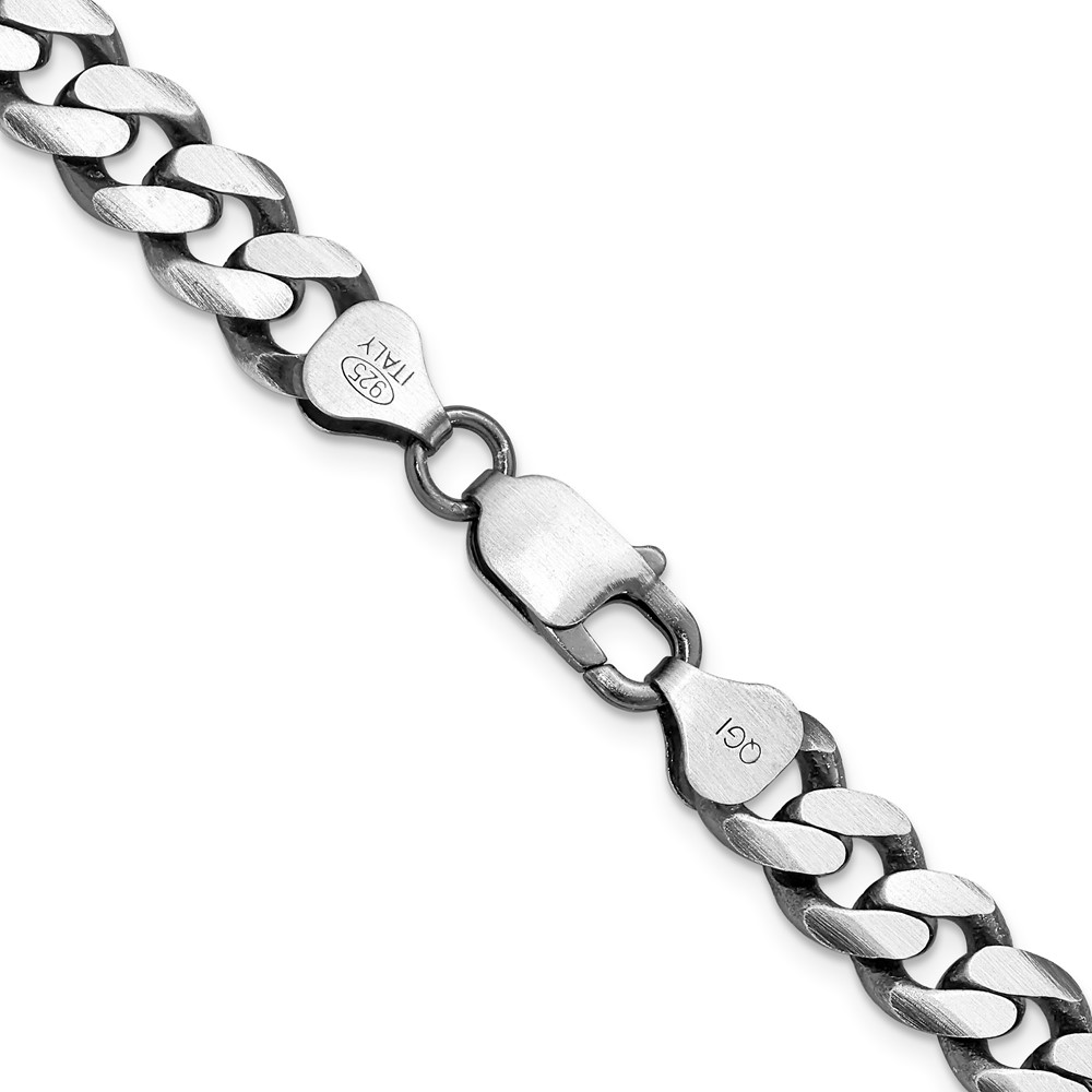 Sterling Silver Antiqued 8.3mm Curb Chain (QCB220A-22)