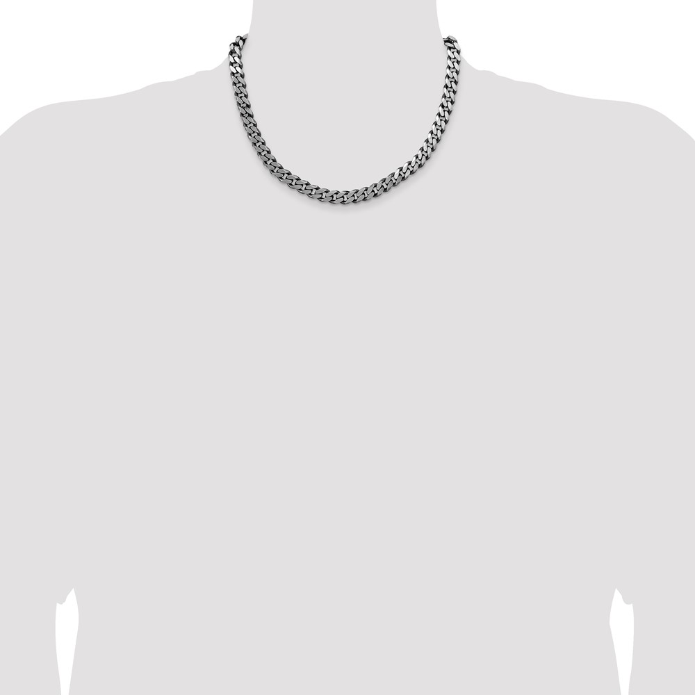 Sterling Silver Antiqued 8.3mm Curb Chain (QCB220A-18)