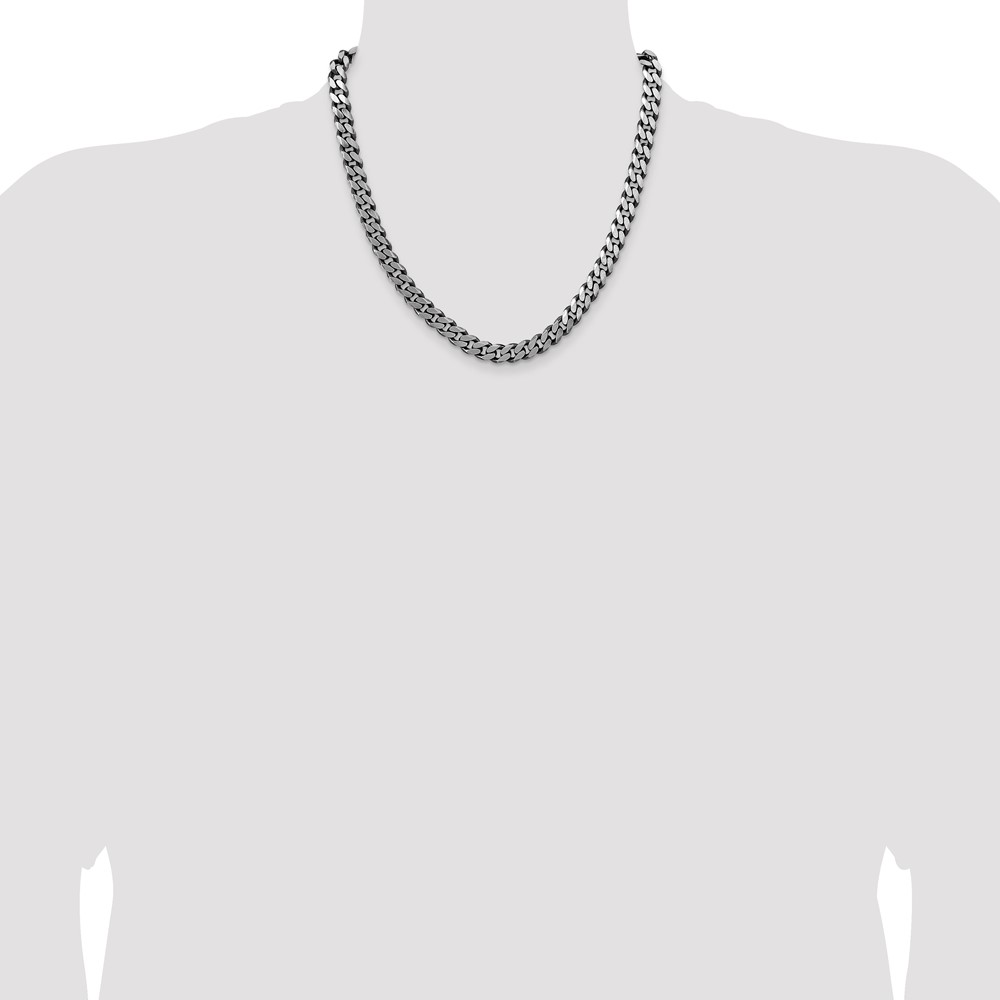 Sterling Silver Antiqued 8.3mm Curb Chain (QCB220A-20)