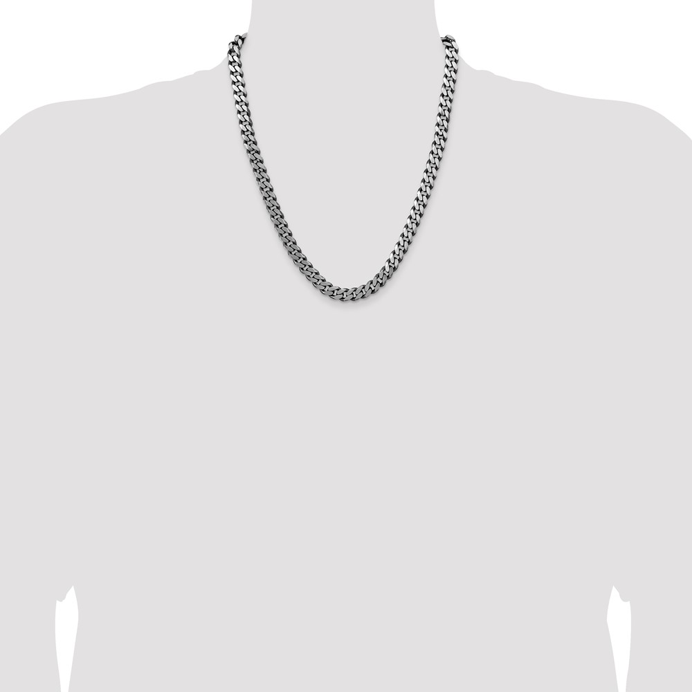 Sterling Silver Antiqued 8.3mm Curb Chain (QCB220A-22)