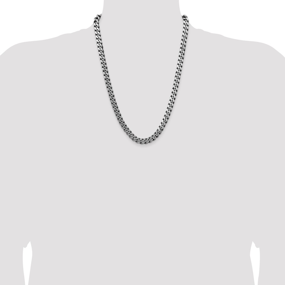 Sterling Silver Antiqued 8.3mm Curb Chain (QCB220A-24)