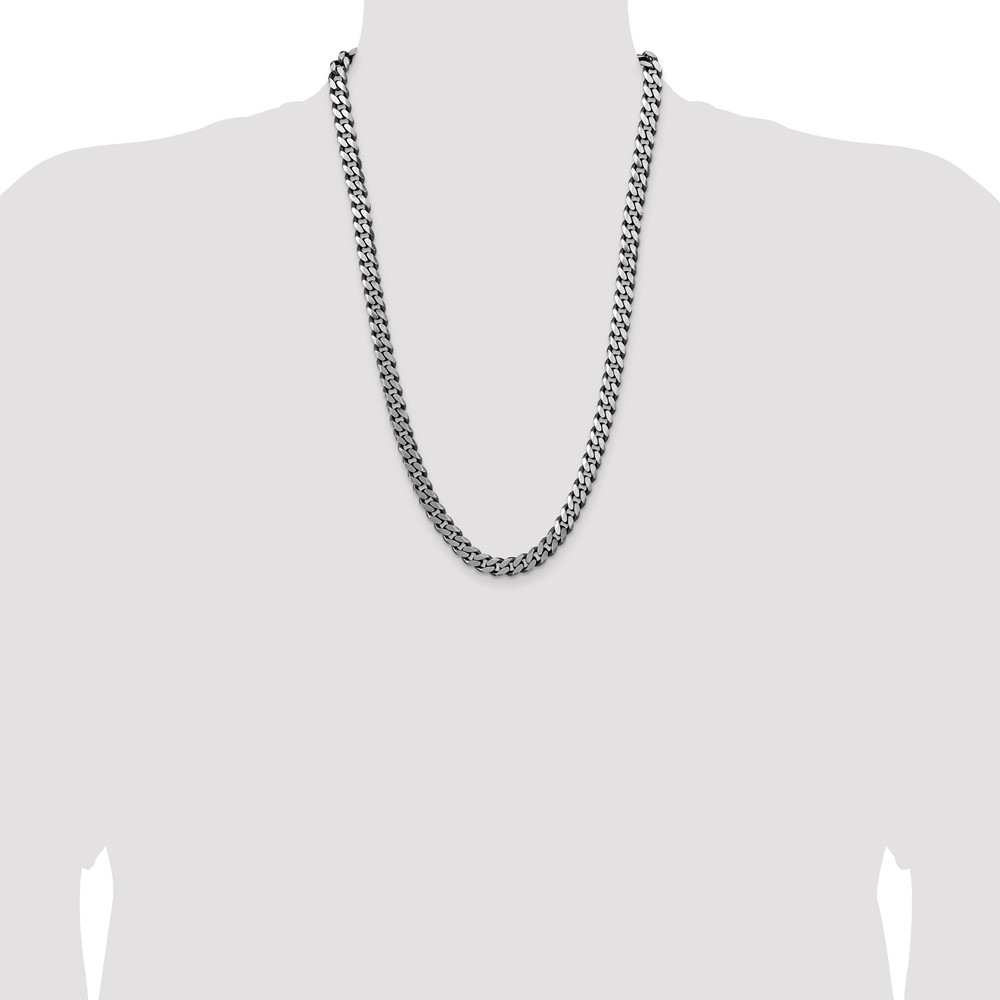 Sterling Silver Antiqued 8.3mm Curb Chain (QCB220A-26)