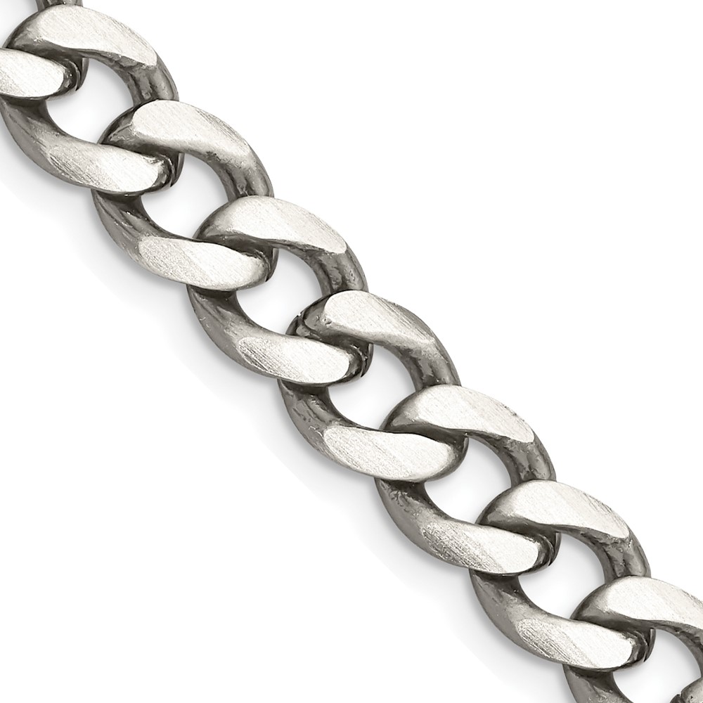 Sterling Silver Antiqued 8.3mm Curb Chain (QCB220A-18)