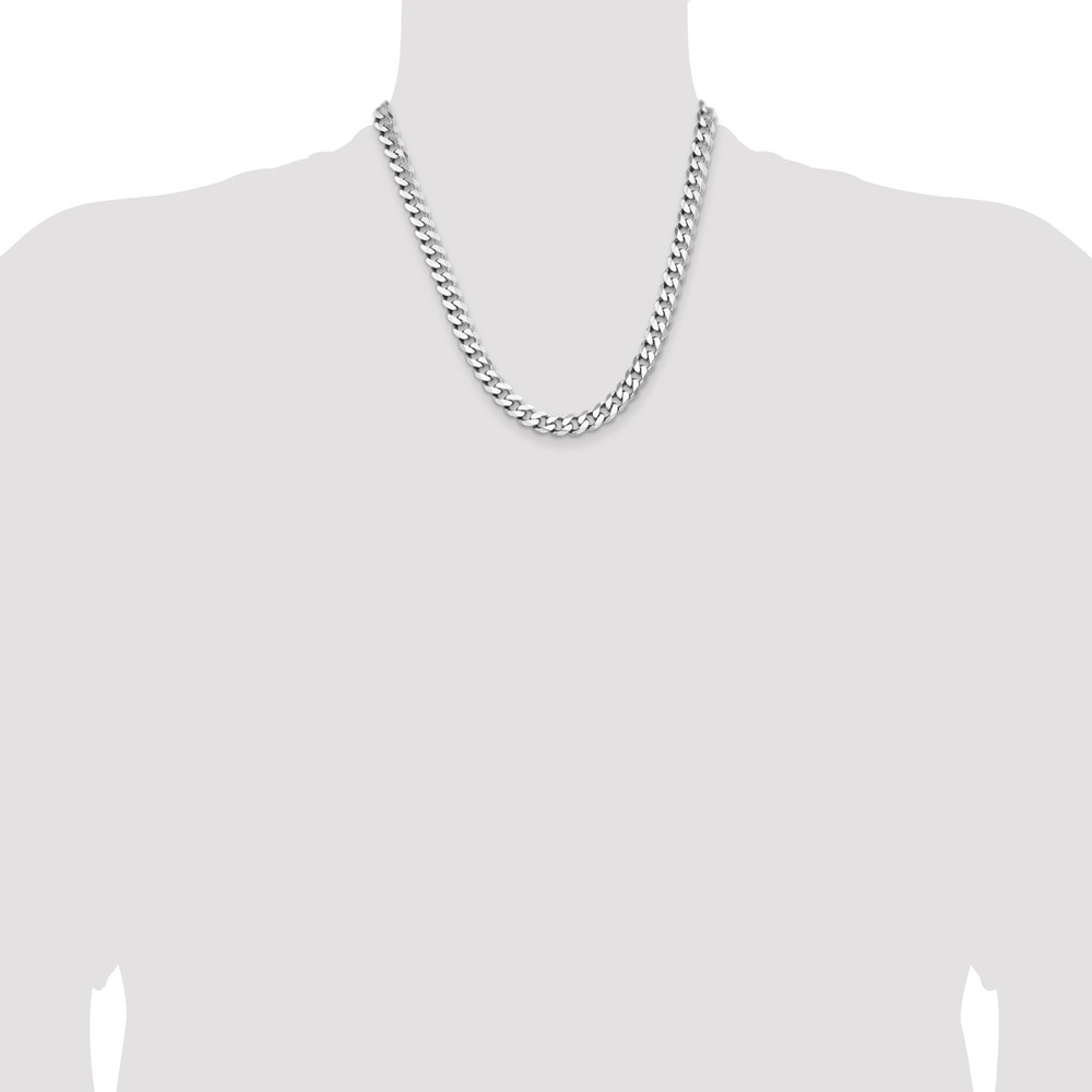 Sterling Silver Rhodium-plated 8.3mm Curb Chain (QCB220R-20)