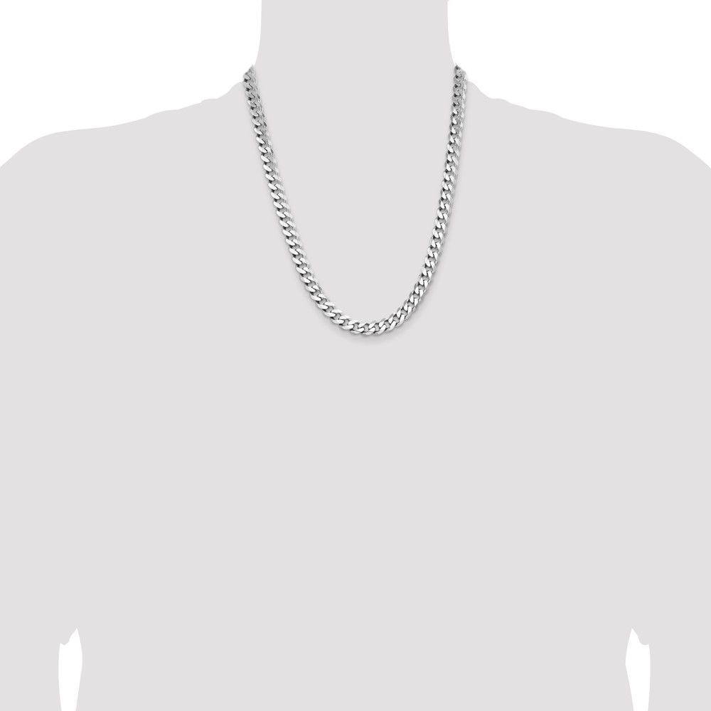 Sterling Silver Rhodium-plated 8.3mm Curb Chain (QCB220R-22)