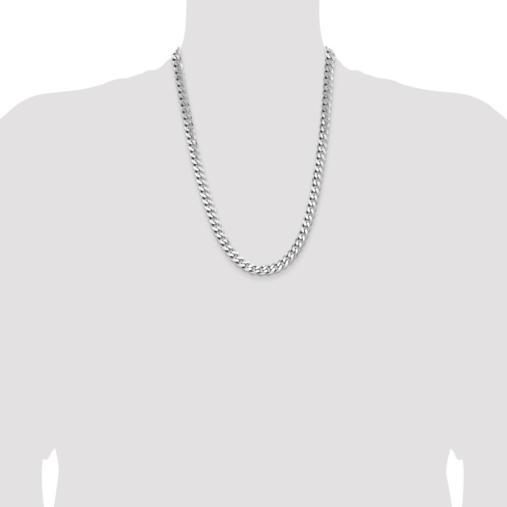 Sterling Silver Rhodium-plated 8.3mm Curb Chain (QCB220R-24)