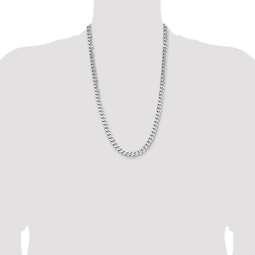 Sterling Silver Rhodium-plated 8.3mm Curb Chain (QCB220R-26)