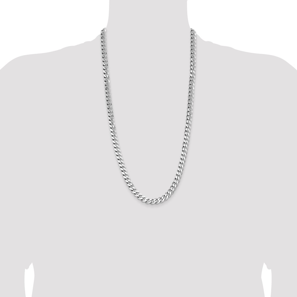 Sterling Silver Rhodium-plated 8.3mm Curb Chain (QCB220R-28)