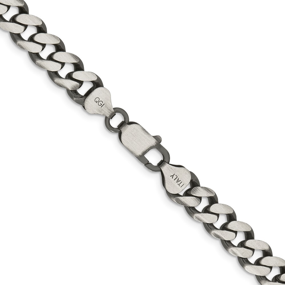 Sterling Silver Antiqued 9.3mm Curb Chain (QCB250A-18)