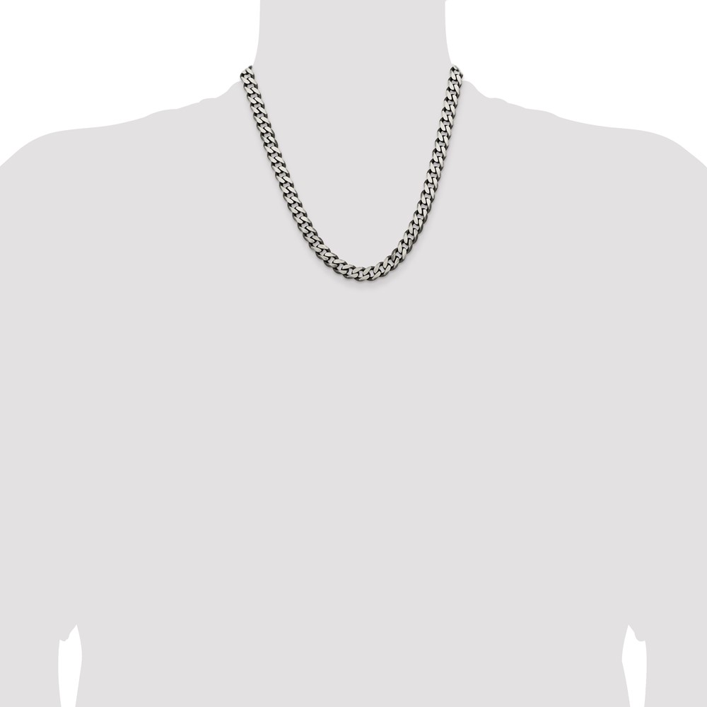 Sterling Silver Antiqued 9.3mm Curb Chain (QCB250A-20)