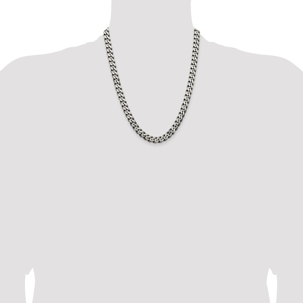 Sterling Silver Antiqued 9.3mm Curb Chain (QCB250A-22)