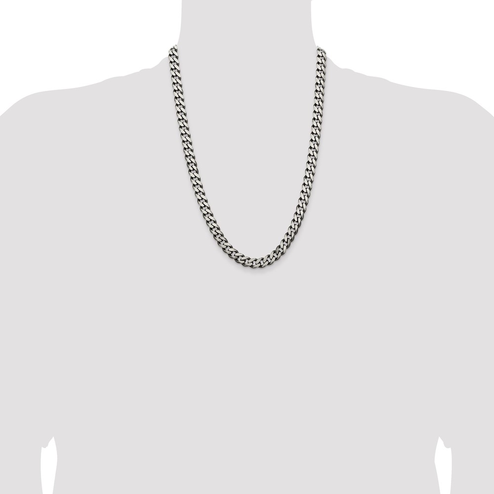 Sterling Silver Antiqued 9.3mm Curb Chain (QCB250A-24)