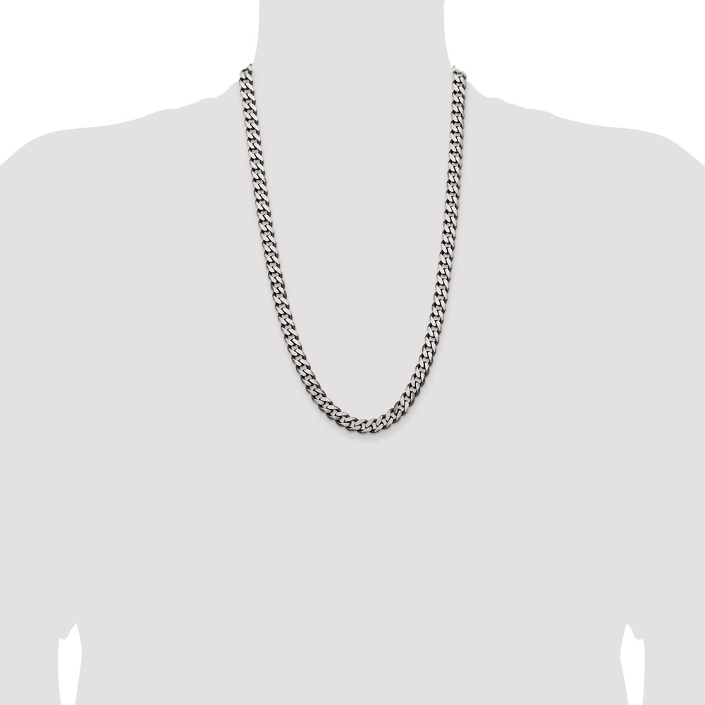 Sterling Silver Antiqued 9.3mm Curb Chain (QCB250A-26)