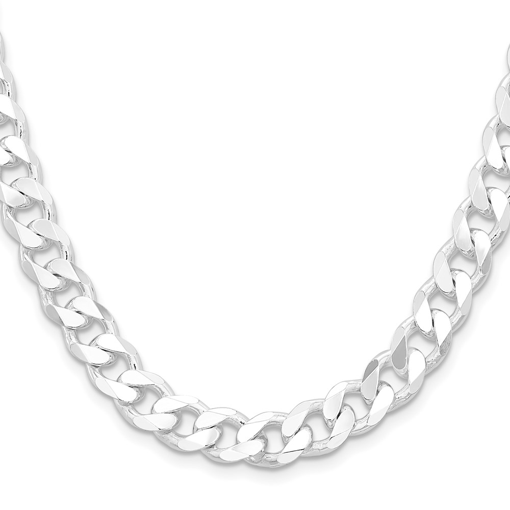 Sterling Silver Rhodium-plated 9.3mm Curb Chain (QCB250R-28)