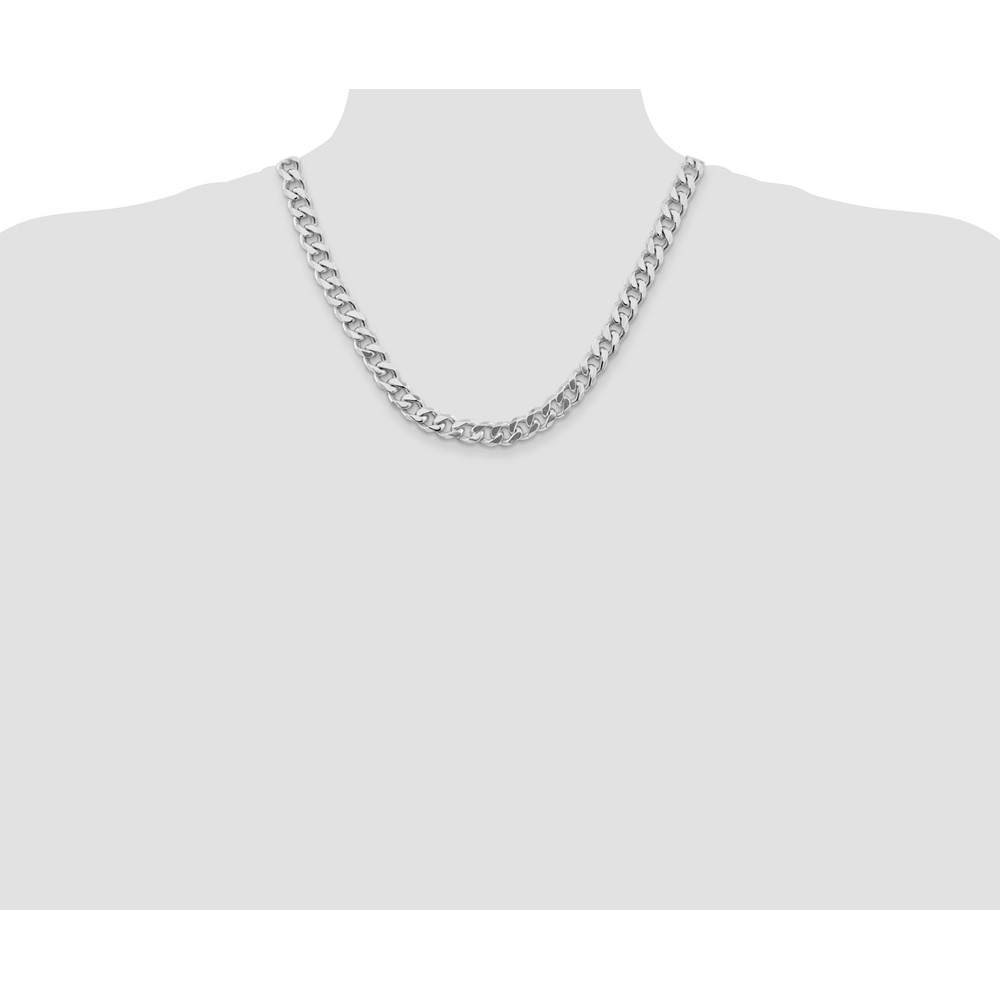 Sterling Silver Rhodium-plated 9.3mm Curb Chain (QCB250R-20)