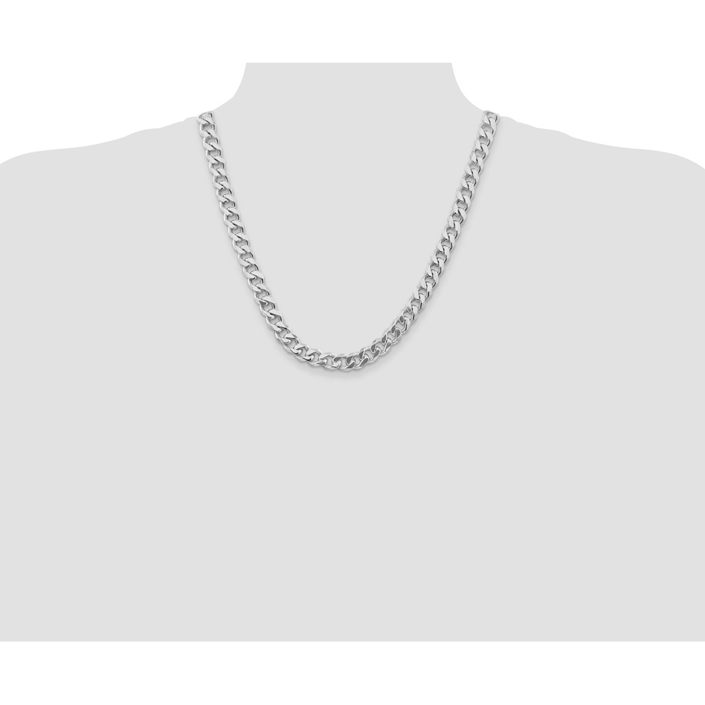 Sterling Silver Rhodium-plated 9.3mm Curb Chain (QCB250R-22)
