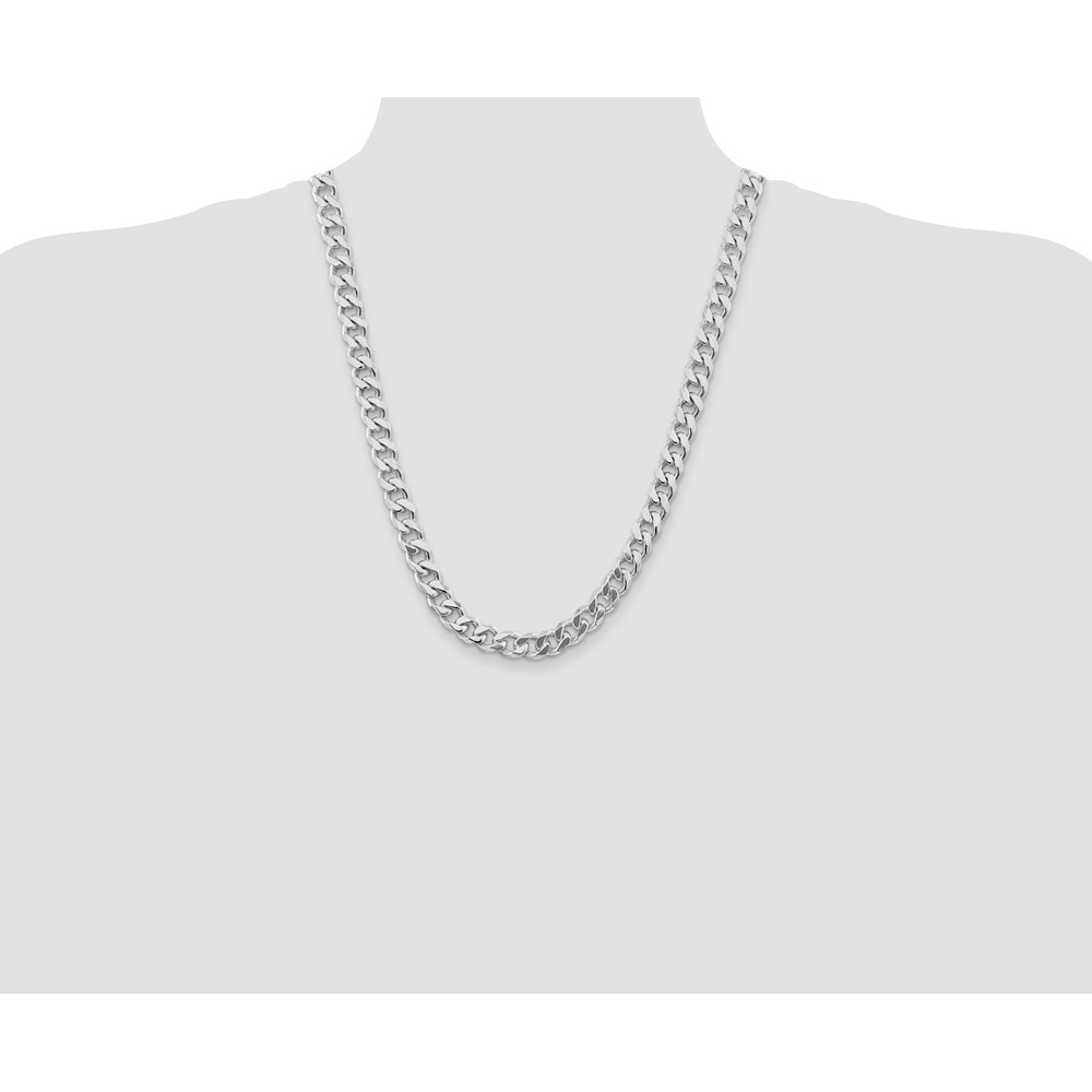 Sterling Silver Rhodium-plated 9.3mm Curb Chain (QCB250R-24)