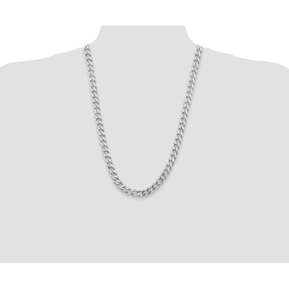 Sterling Silver Rhodium-plated 9.3mm Curb Chain (QCB250R-26)