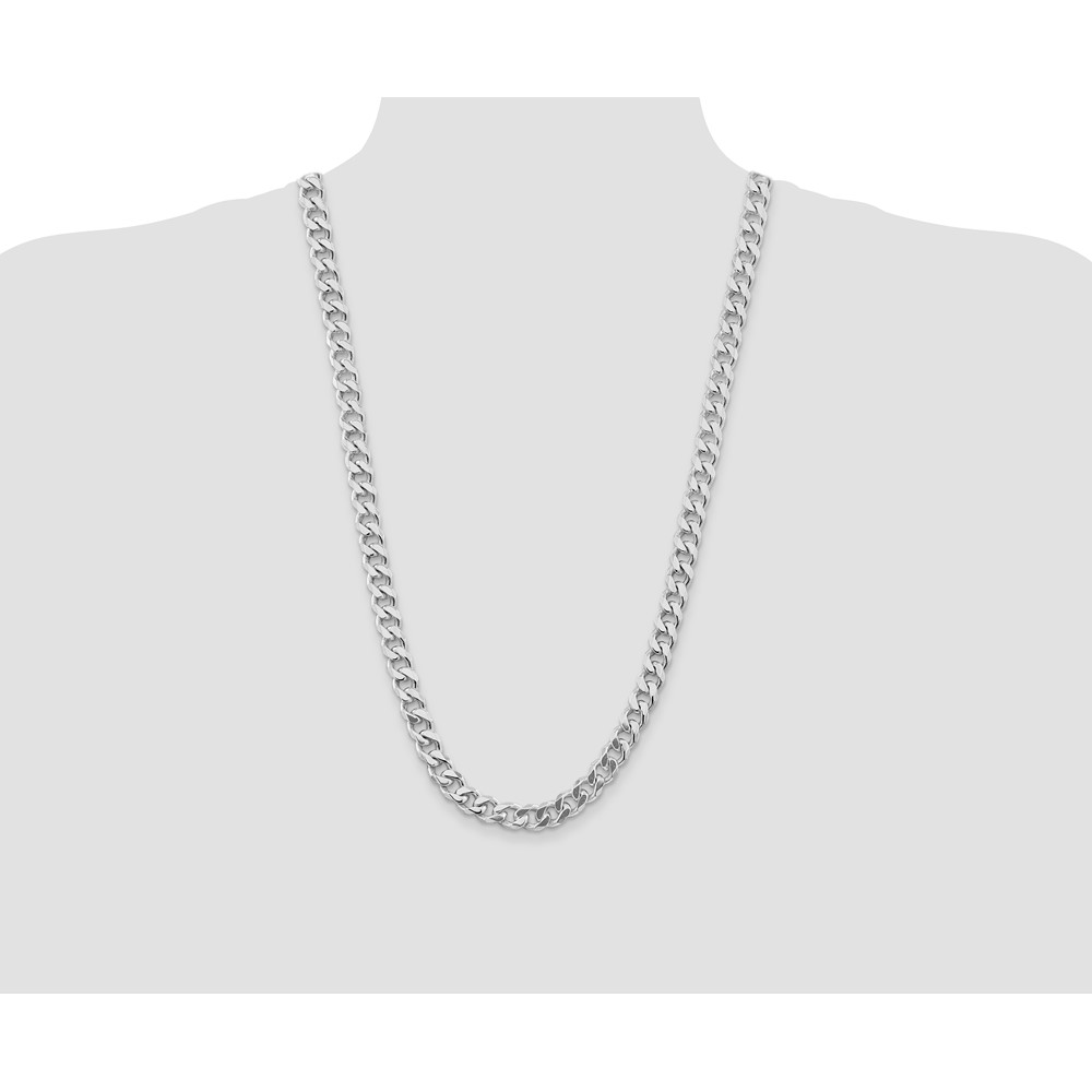 Sterling Silver Rhodium-plated 9.3mm Curb Chain (QCB250R-28)