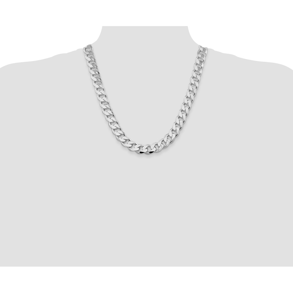 Sterling Silver Rhodium-plated 13mm Curb Chain (QCB350R-22)