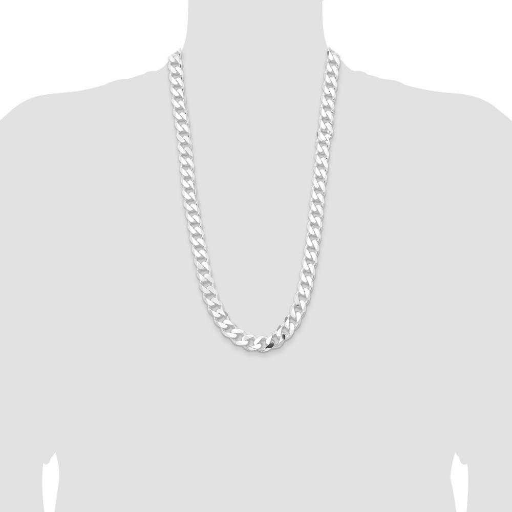Sterling Silver Rhodium-plated 13mm Curb Chain (QCB350R-28)