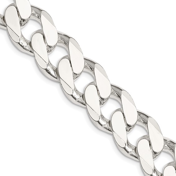 Sterling Silver Rhodium Plated 16.2mm Curb Chain