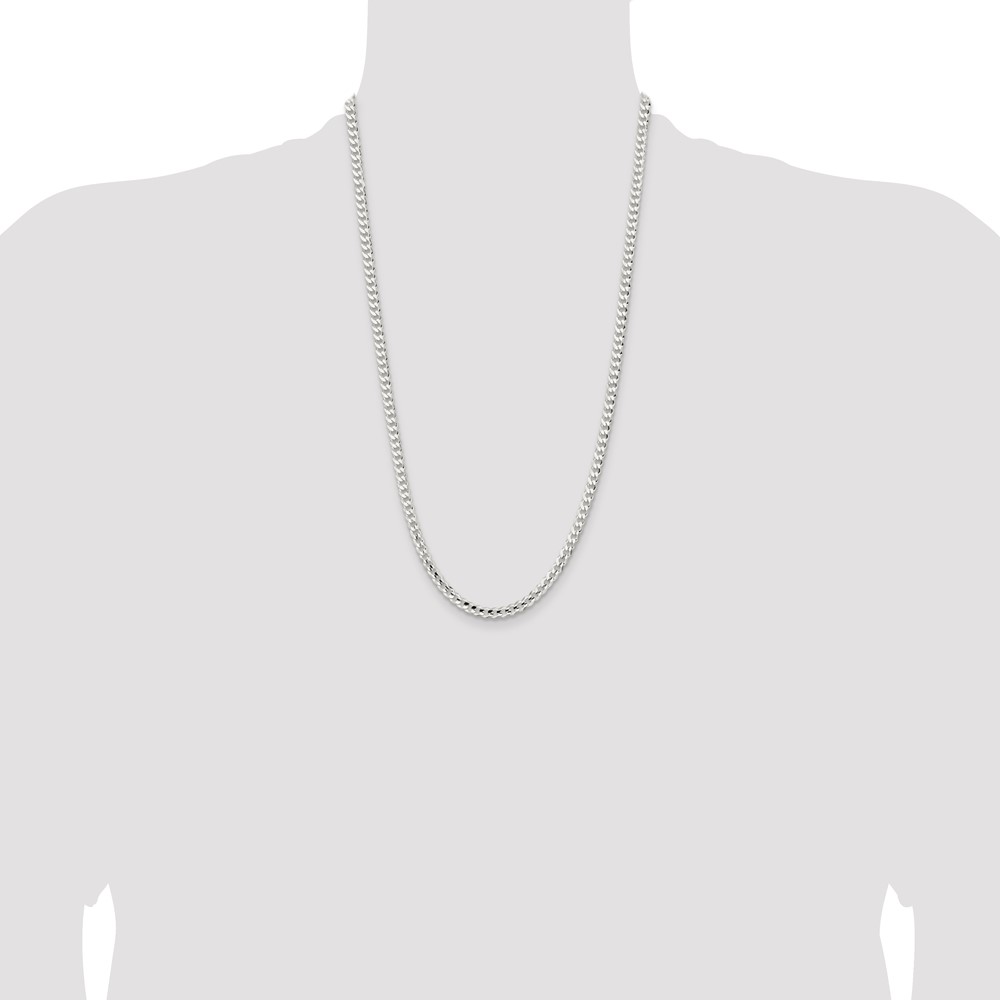 Sterling Silver 4.5mm Concave Beveled Curb Chain (QCBC120-26)