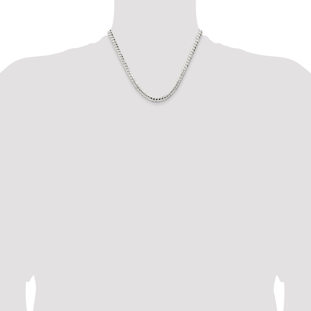 Sterling Silver 5.65mm Concave Beveled Curb Chain (QCBC150-18)