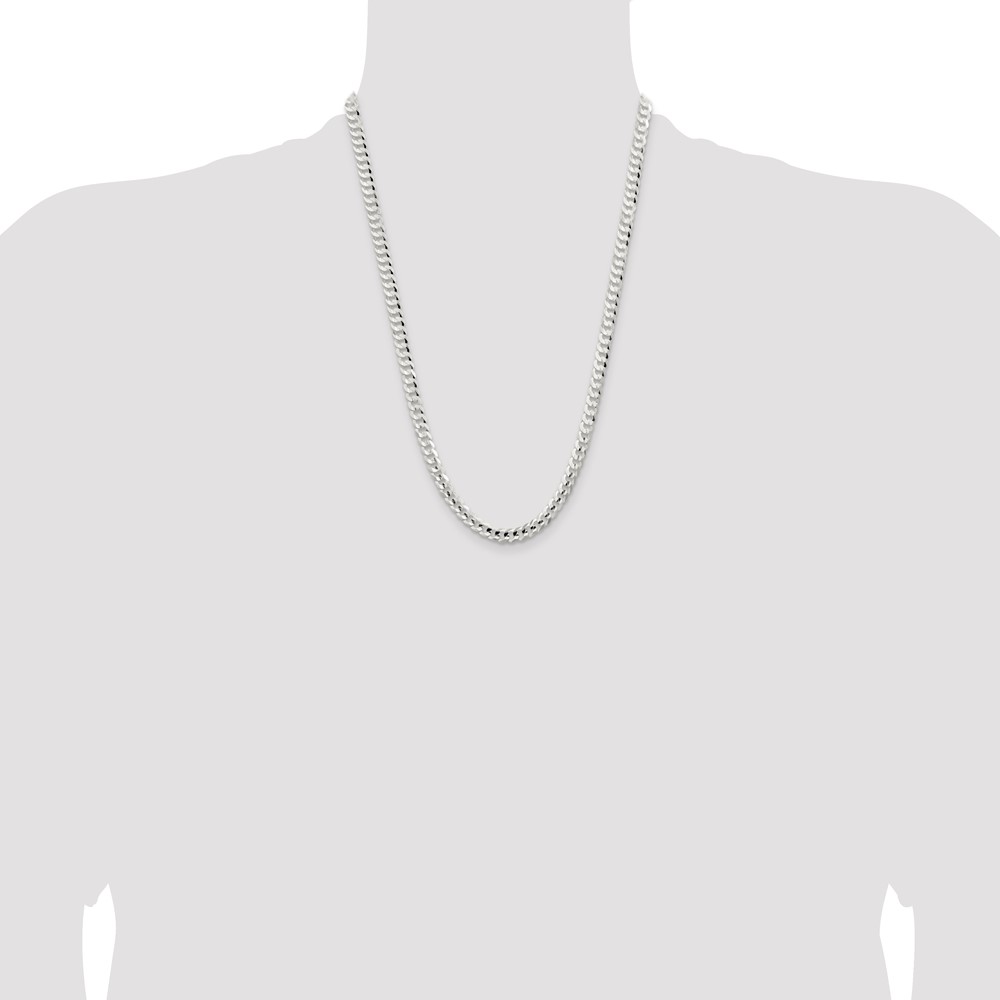 Sterling Silver 5.65mm Concave Beveled Curb Chain (QCBC150-24)