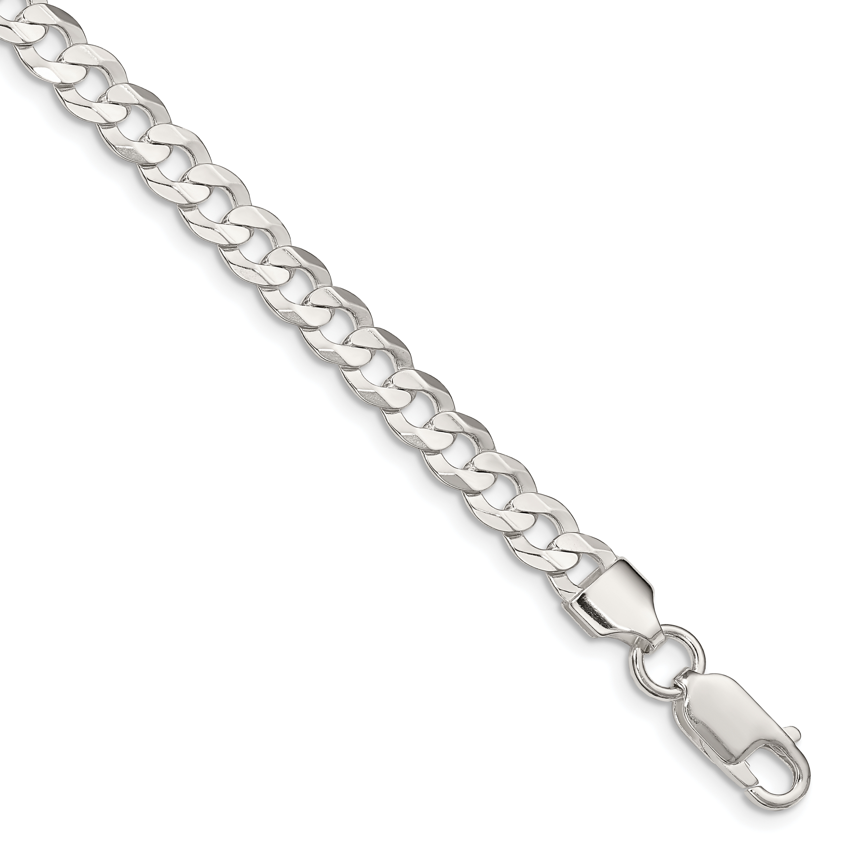 Sterling Silver 5.65mm Concave Beveled Curb Chain (QCBC150-7)
