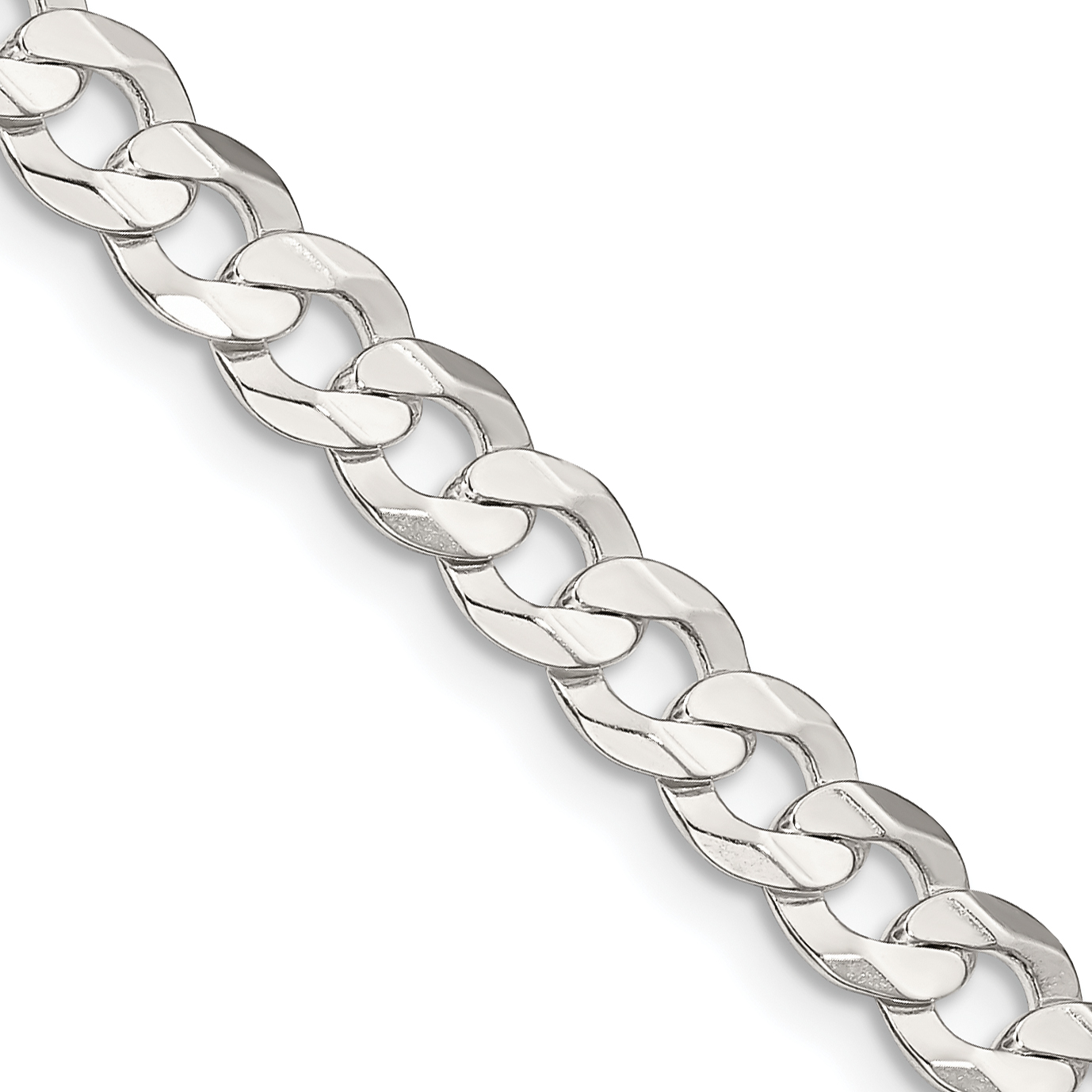 Sterling Silver 5.65mm Concave Beveled Curb Chain (QCBC150-16)