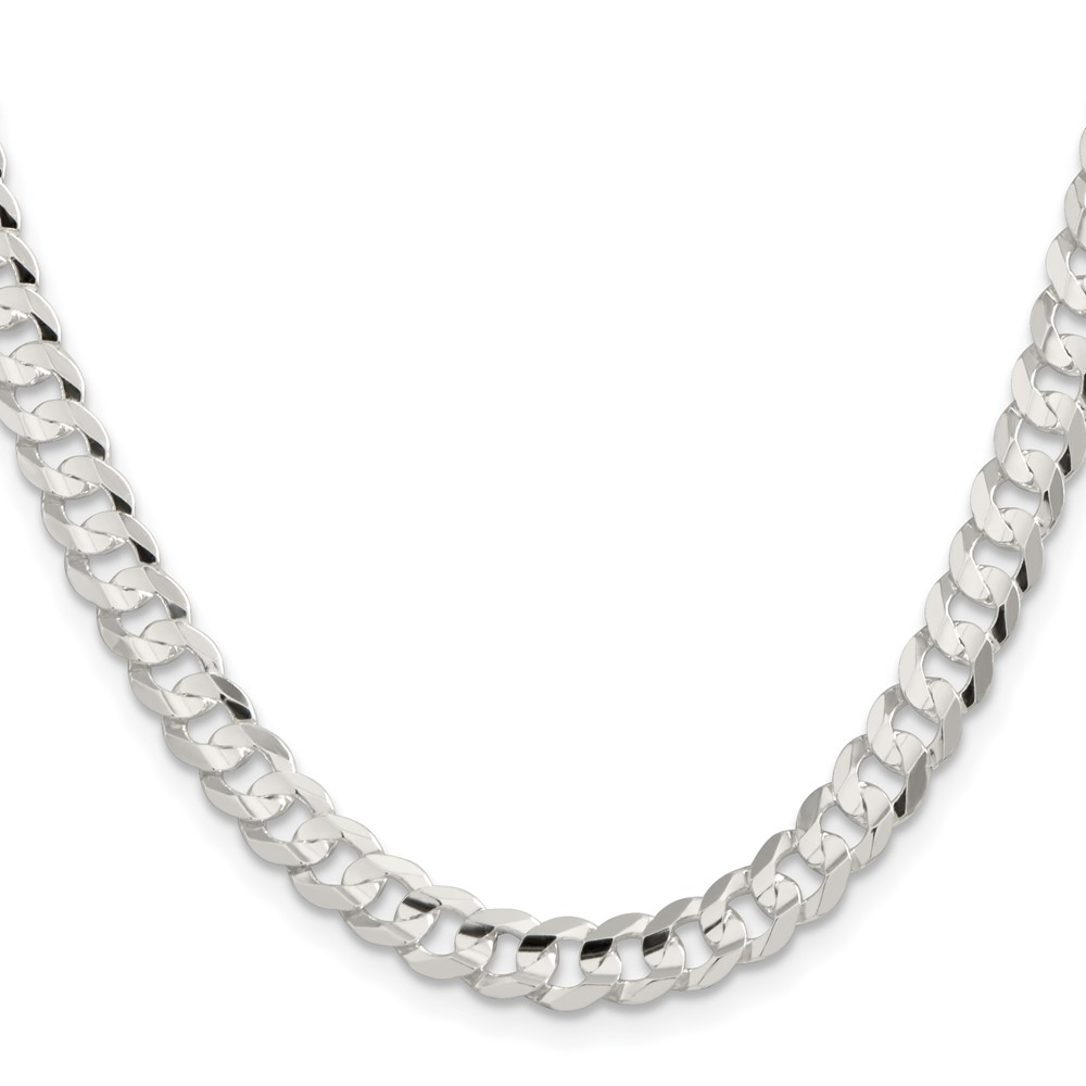 Sterling Silver 6.75mm Concave Beveled Curb Chain (QCBC180-30)