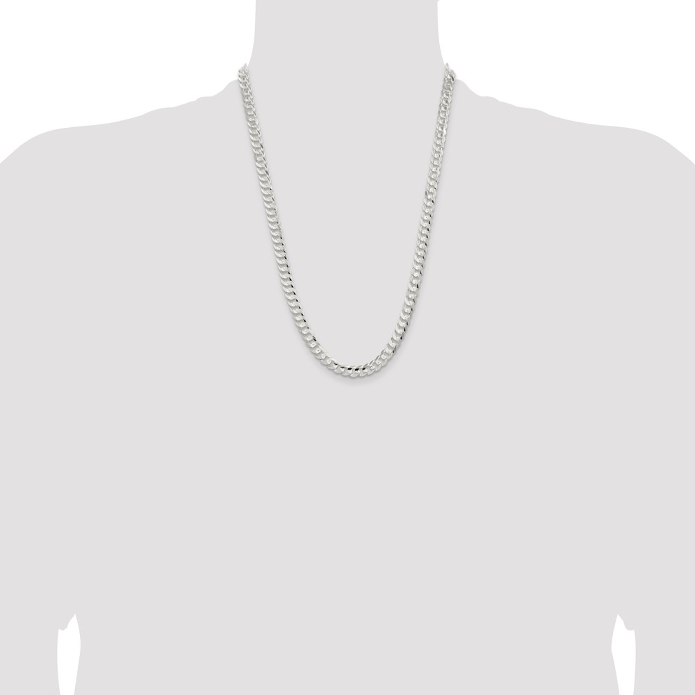 Sterling Silver 6.75mm Concave Beveled Curb Chain (QCBC180-24)