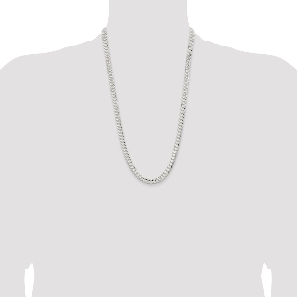 Sterling Silver 6.75mm Concave Beveled Curb Chain (QCBC180-26)