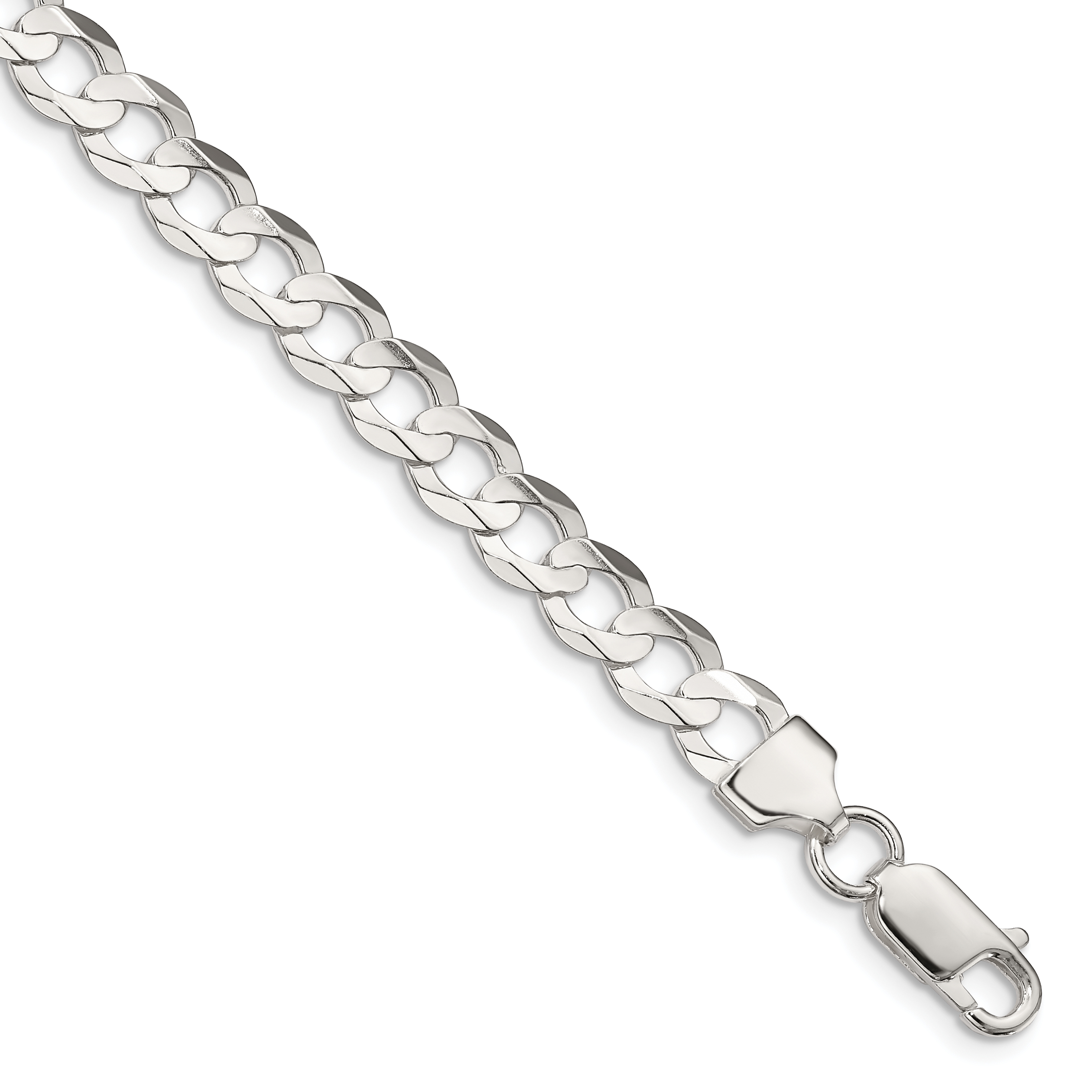 Sterling Silver 6.75mm Concave Beveled Curb Chain (QCBC180-7)