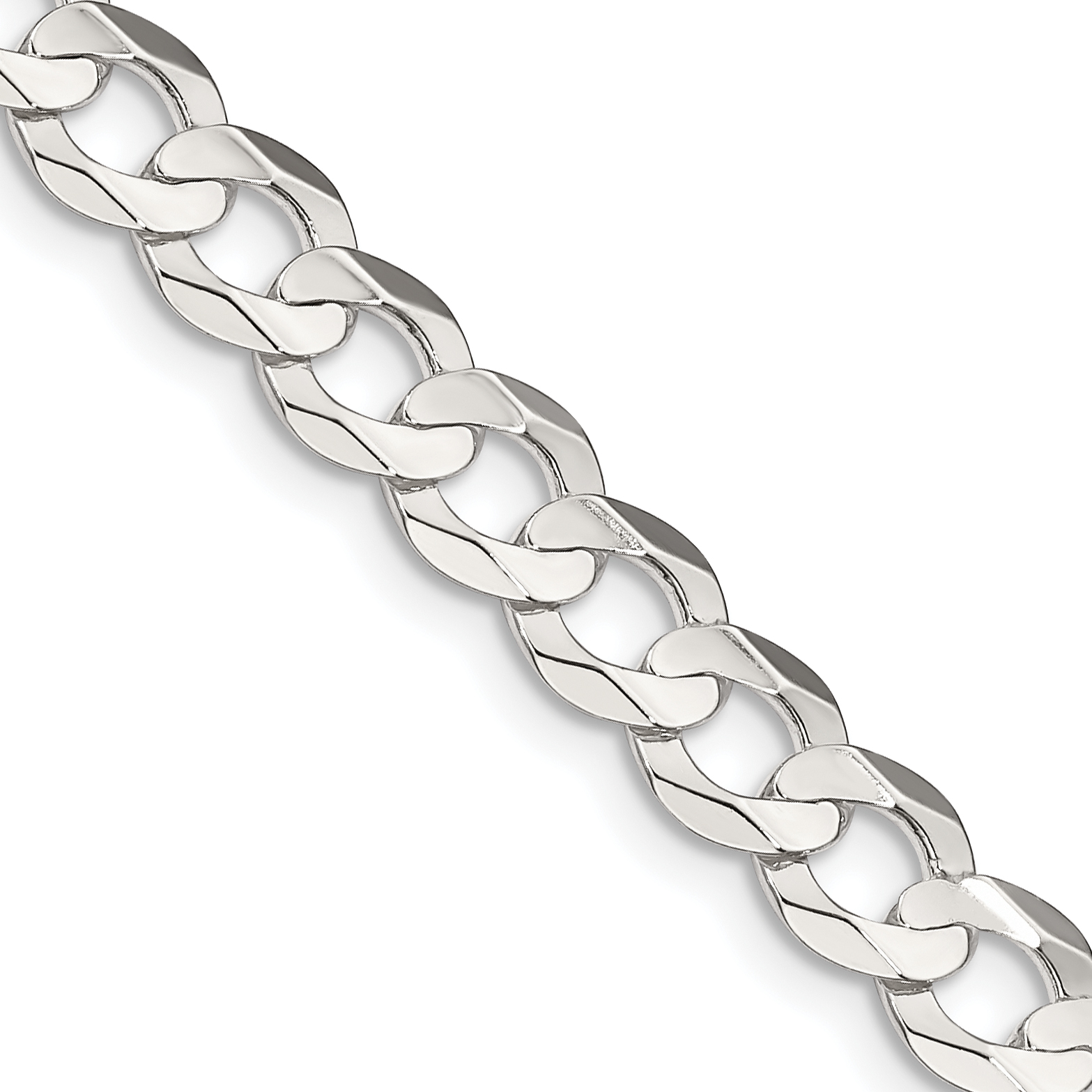 Sterling Silver 6.75mm Concave Beveled Curb Chain (QCBC180-30)