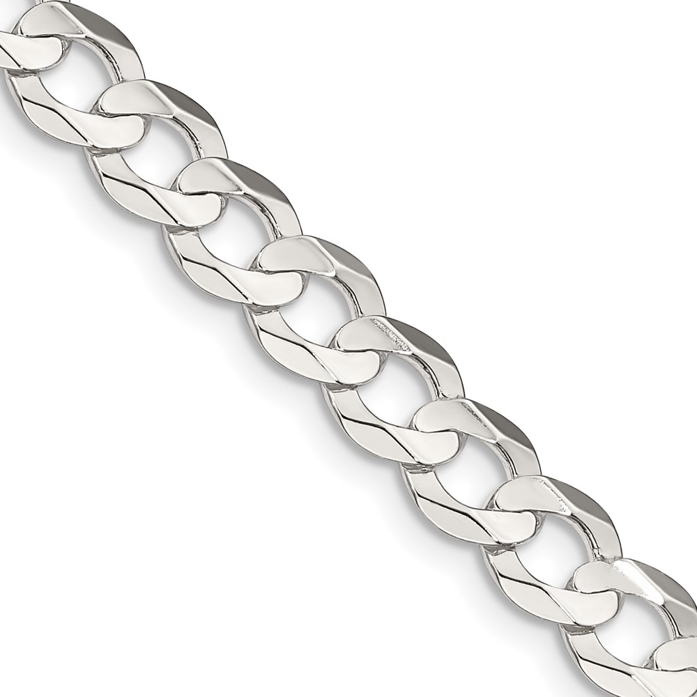 Sterling Silver 6.75mm Concave Beveled Curb Chain (QCBC180-30)