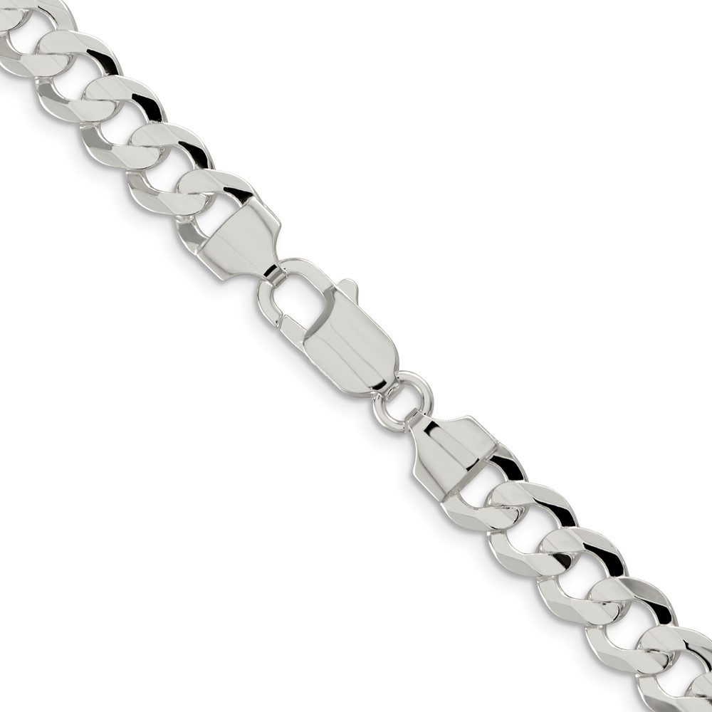Sterling Silver 7.8mm Concave Beveled Curb Chain (QCBC200-24)