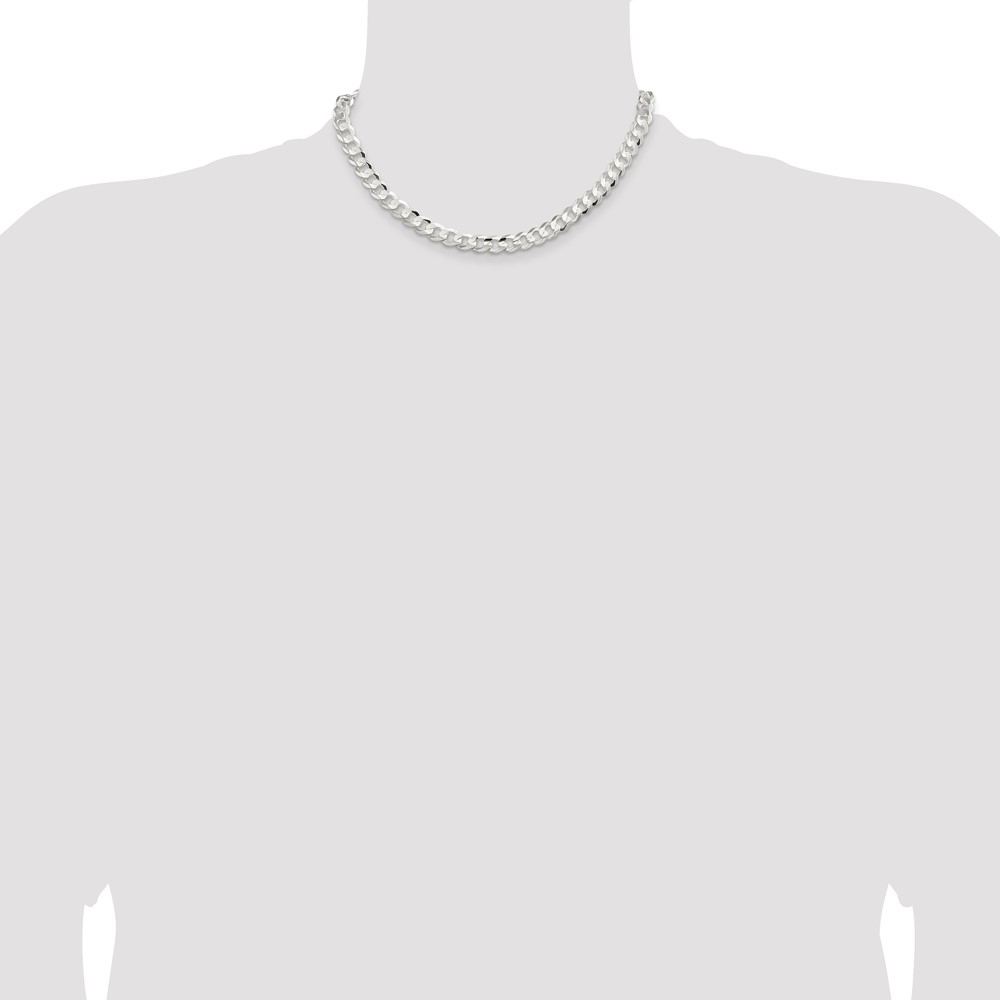 Sterling Silver 7.8mm Concave Beveled Curb Chain (QCBC200-16)