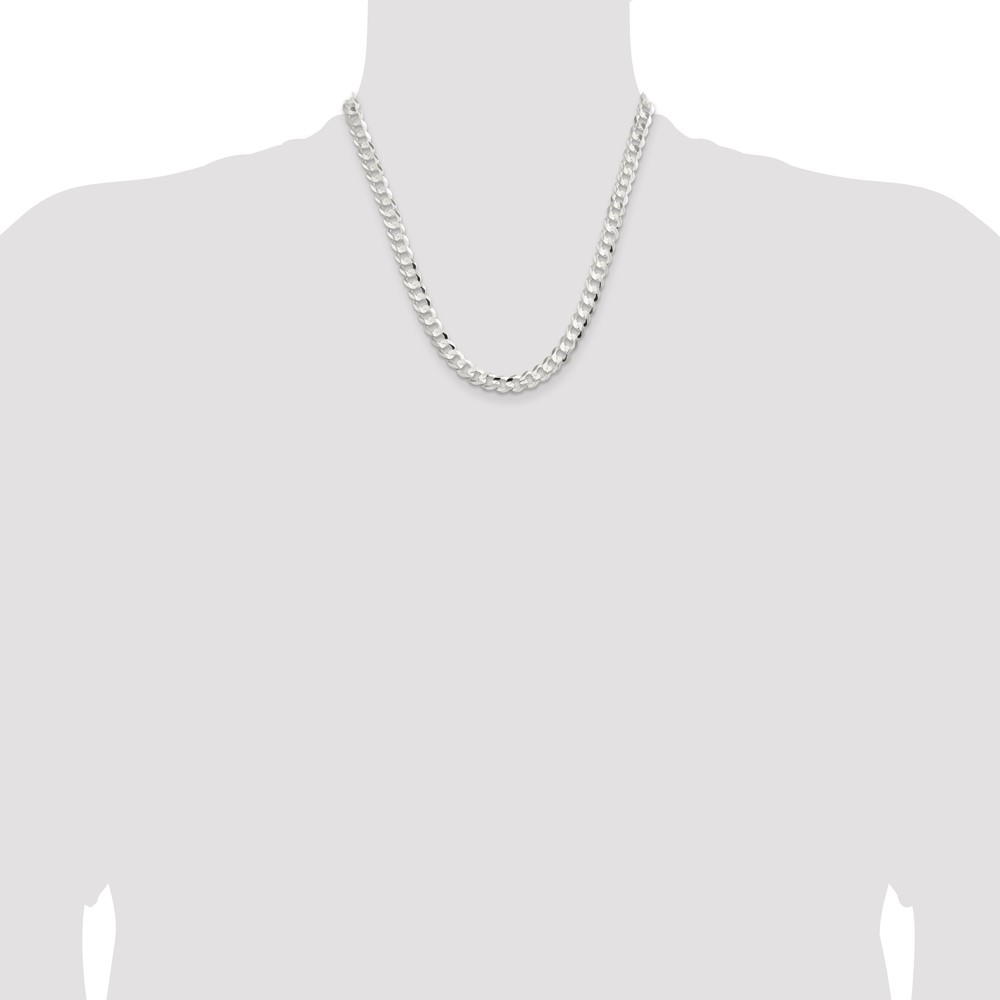 Sterling Silver 7.8mm Concave Beveled Curb Chain (QCBC200-20)