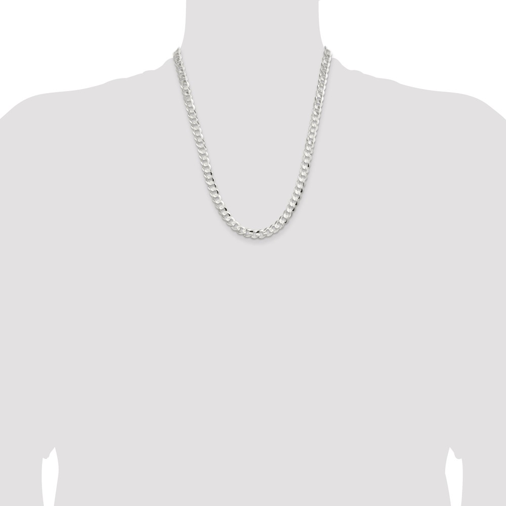 Sterling Silver 7.8mm Concave Beveled Curb Chain (QCBC200-22)