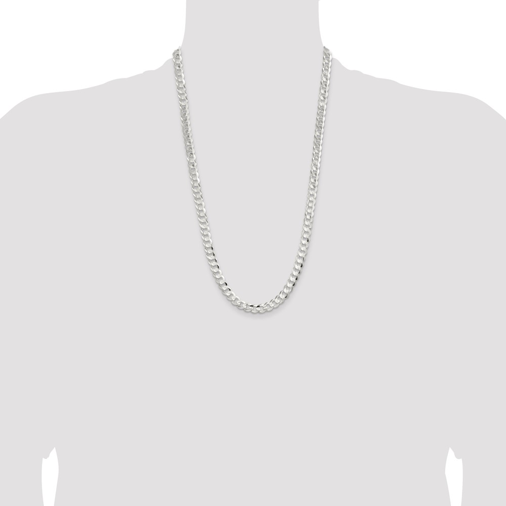 Sterling Silver 7.8mm Concave Beveled Curb Chain (QCBC200-26)