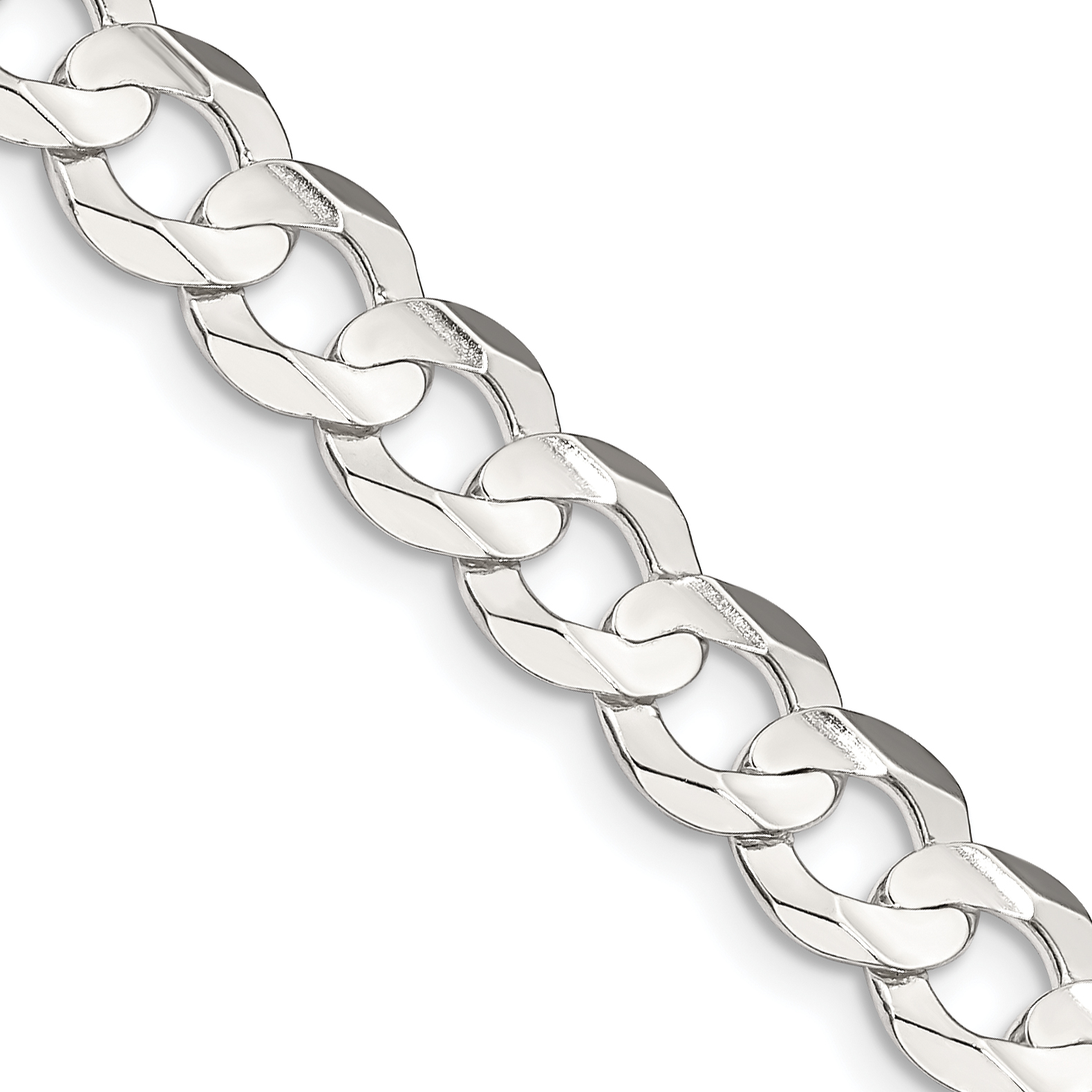 Sterling Silver 7.8mm Concave Beveled Curb Chain (QCBC200-16)
